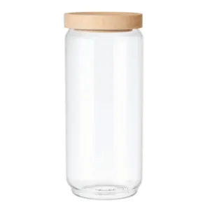 KitchenCraft Idilica 1Ltr Glass Storage Jar With Beechwood Lid