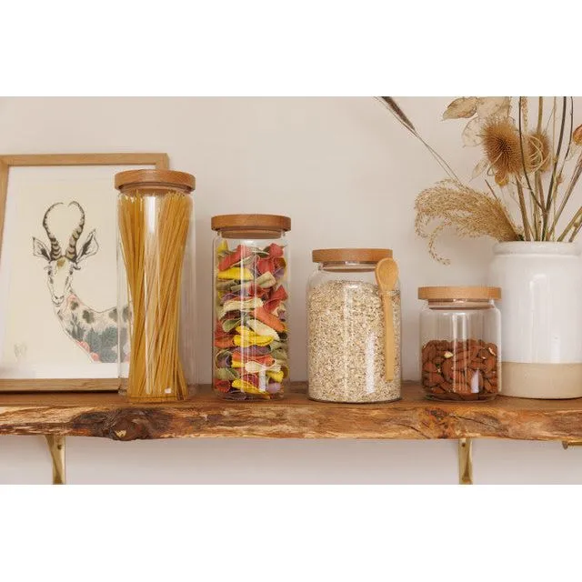KitchenCraft Idilica 1Ltr Glass Storage Jar With Beechwood Lid