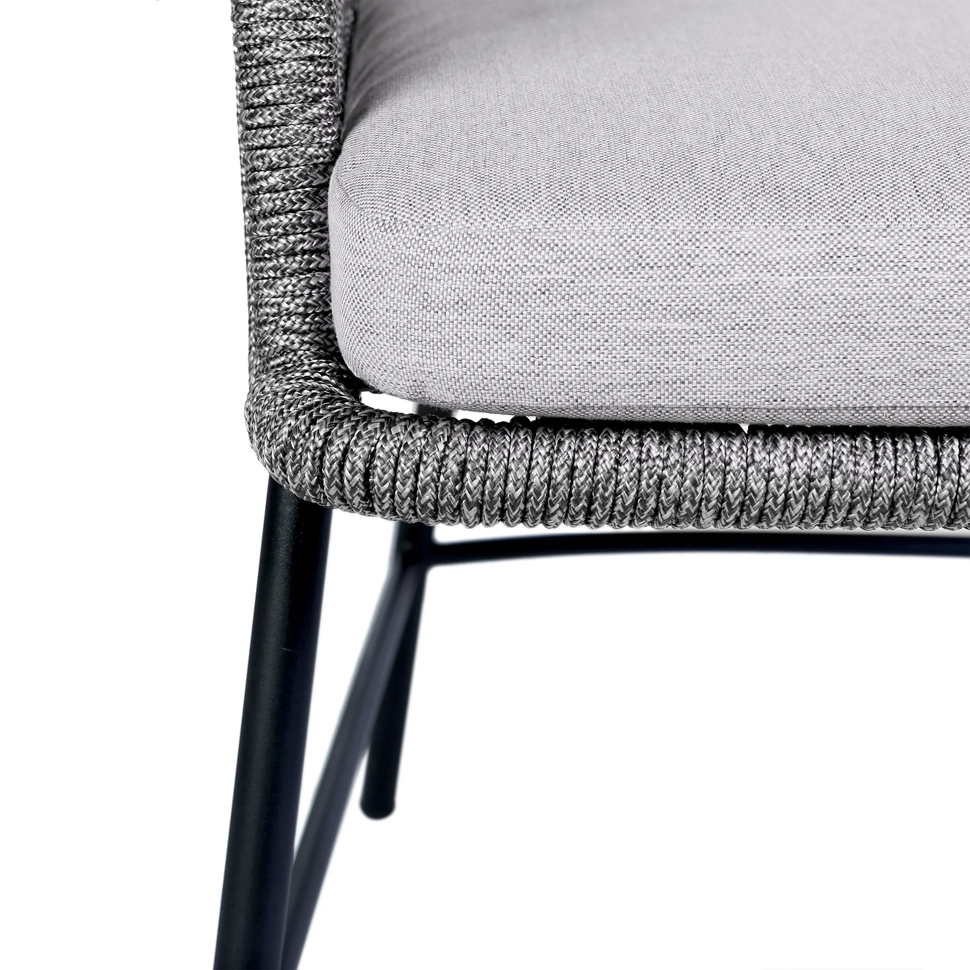 Koala and Calica 5 Piece Dining Set in Dark Eucalyptus and Metal with Grey Rope By Armen Living