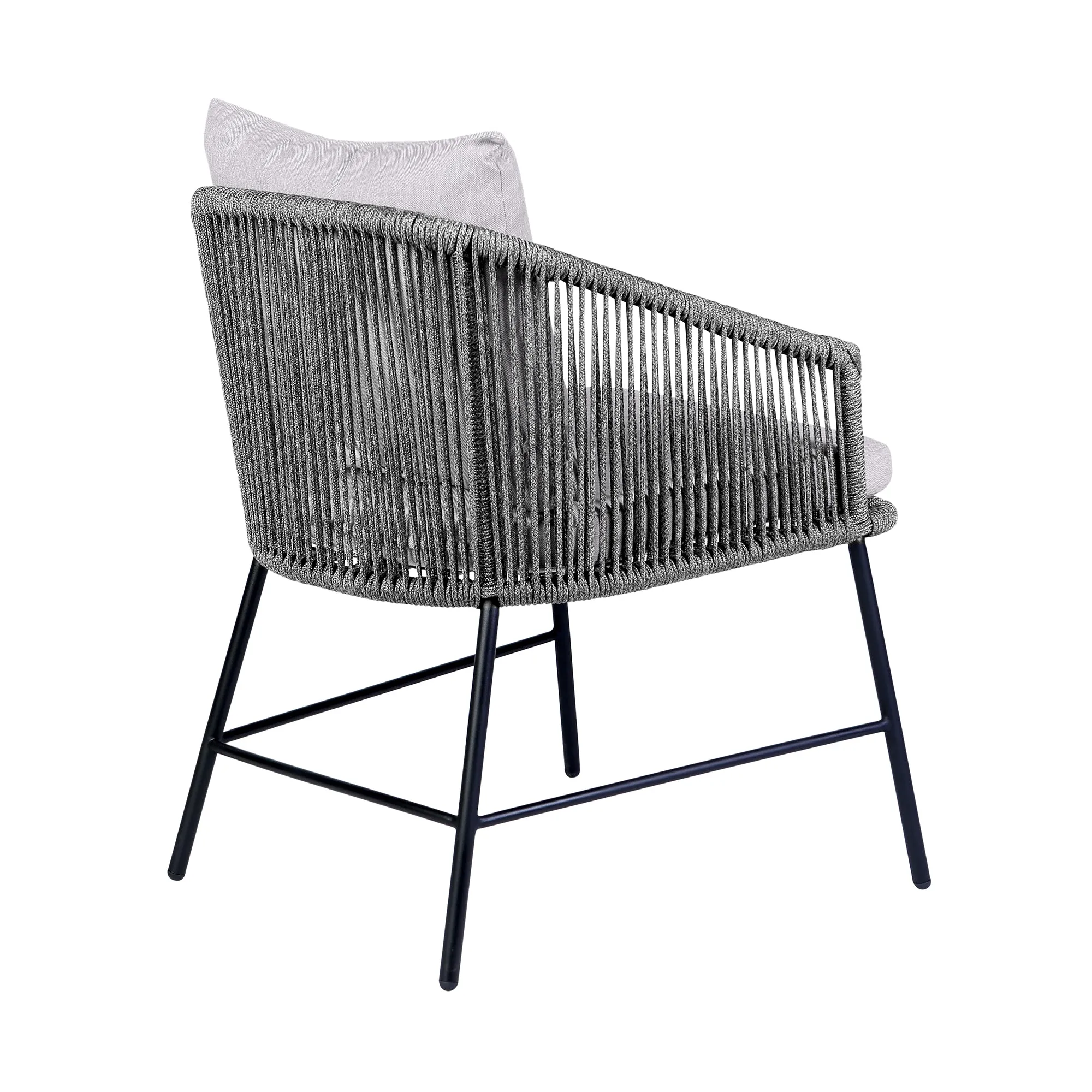 Koala and Calica 5 Piece Dining Set in Dark Eucalyptus and Metal with Grey Rope By Armen Living