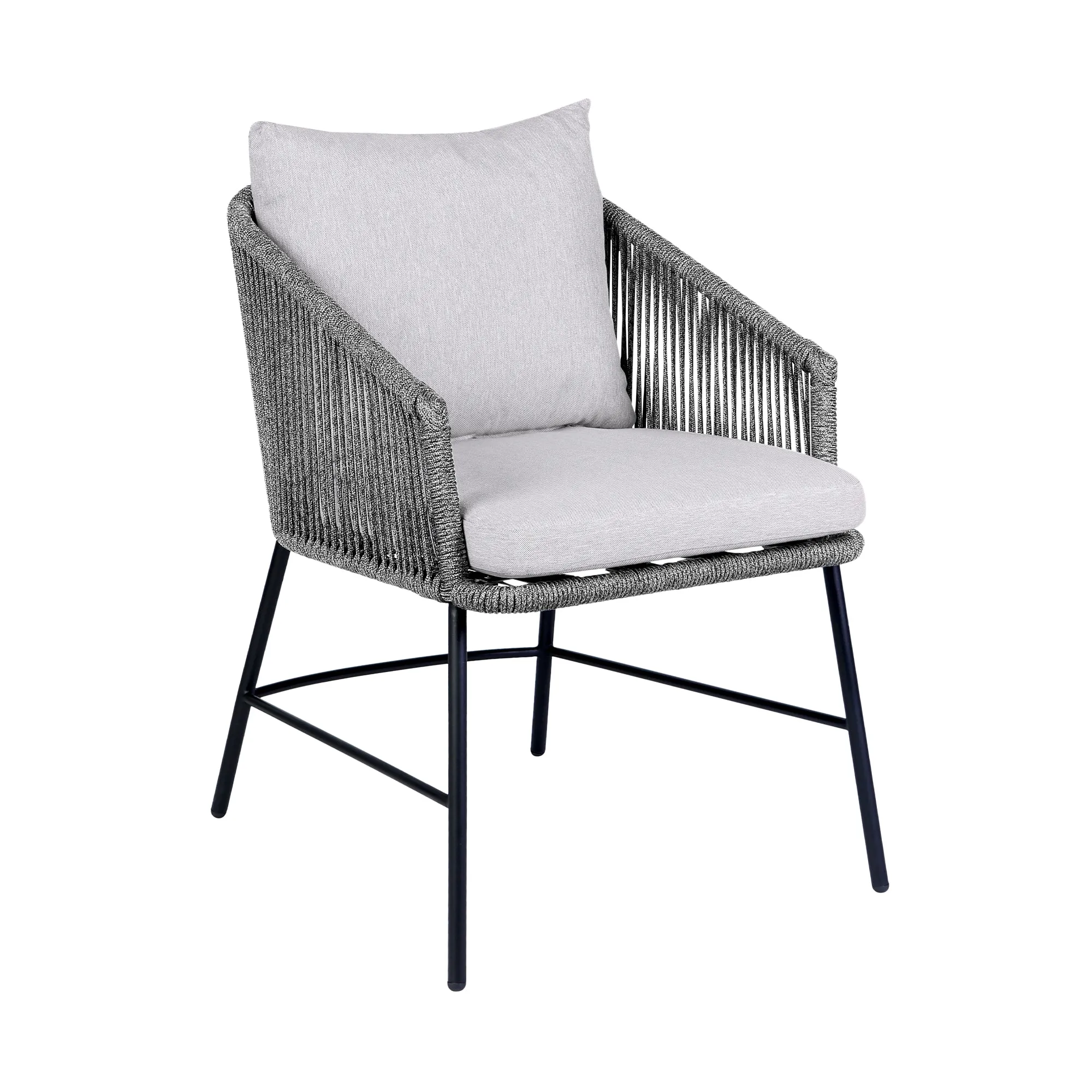 Koala and Calica 5 Piece Dining Set in Dark Eucalyptus and Metal with Grey Rope By Armen Living
