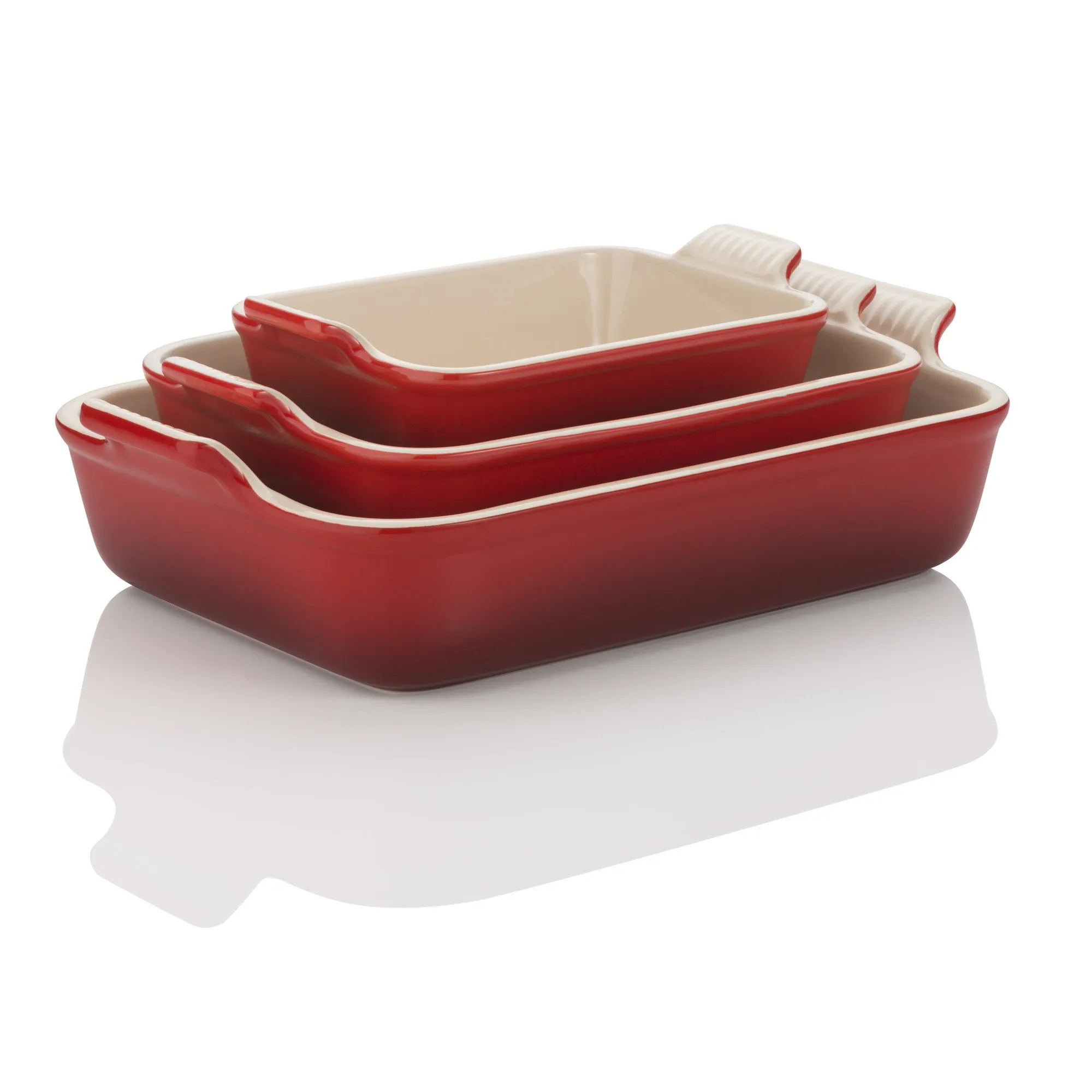 Le Creuset Hertiage Cerise Stoneware Dishes - All Sizes