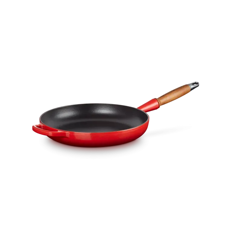 Le Creuset Signature Cast Iron Cerise Frying with Wooden Handle - All Sizes