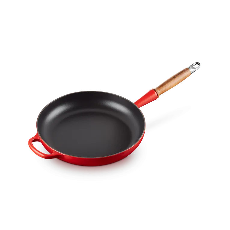 Le Creuset Signature Cast Iron Cerise Frying with Wooden Handle - All Sizes