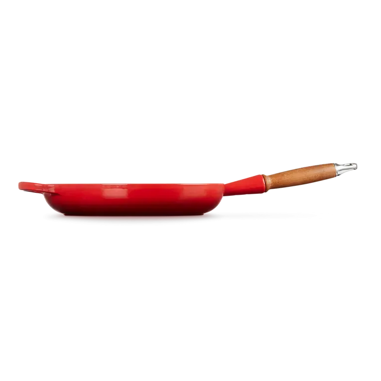 Le Creuset Signature Cast Iron Cerise Frying with Wooden Handle - All Sizes