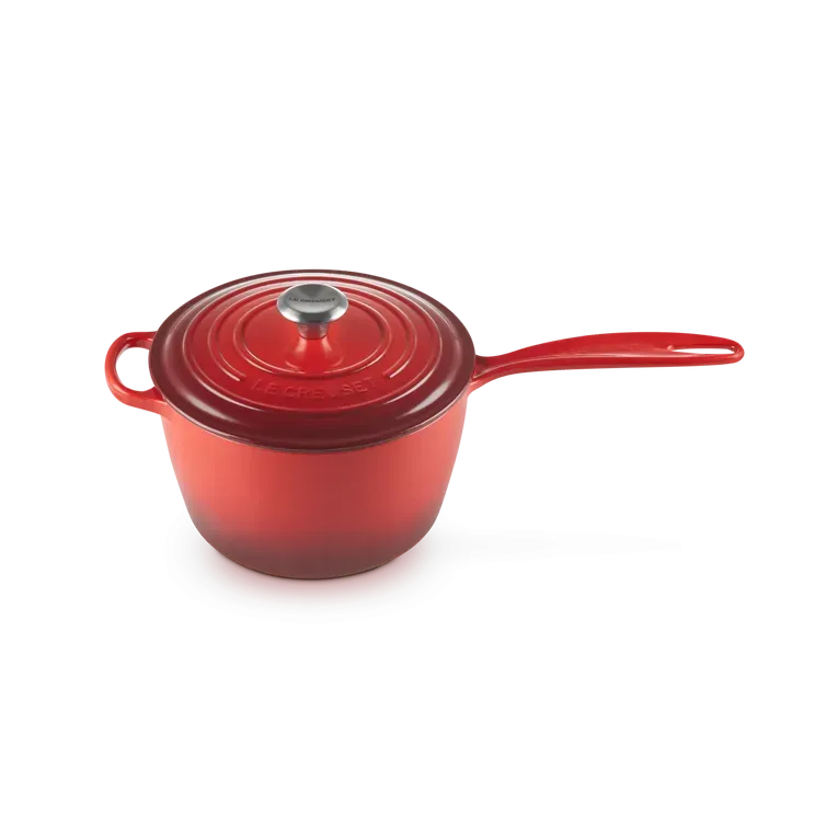 Le Creuset Signature Cast Iron Cerise Saucepan - All Sizes