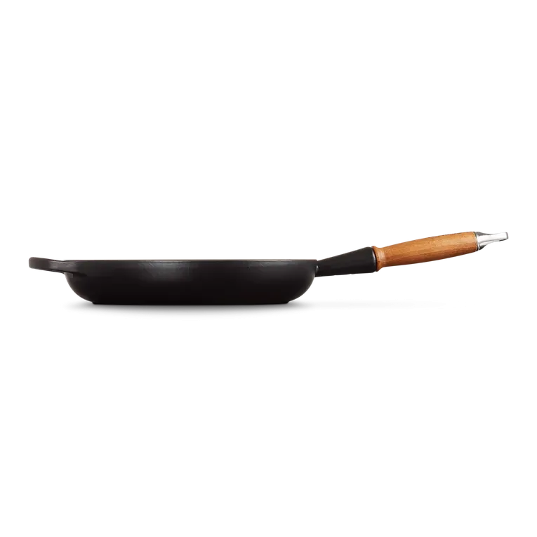 Le Creuset Signature Cast Iron Satin Black Frying with Wooden Handle - All Sizes