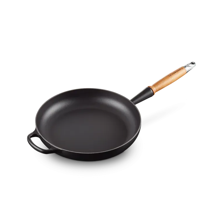 Le Creuset Signature Cast Iron Satin Black Frying with Wooden Handle - All Sizes
