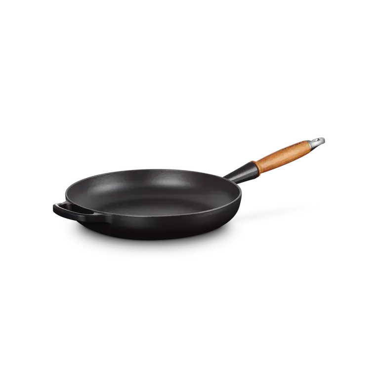 Le Creuset Signature Cast Iron Satin Black Frying with Wooden Handle - All Sizes