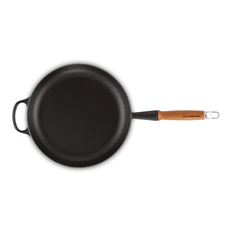 Le Creuset Signature Cast Iron Satin Black Frying with Wooden Handle - All Sizes