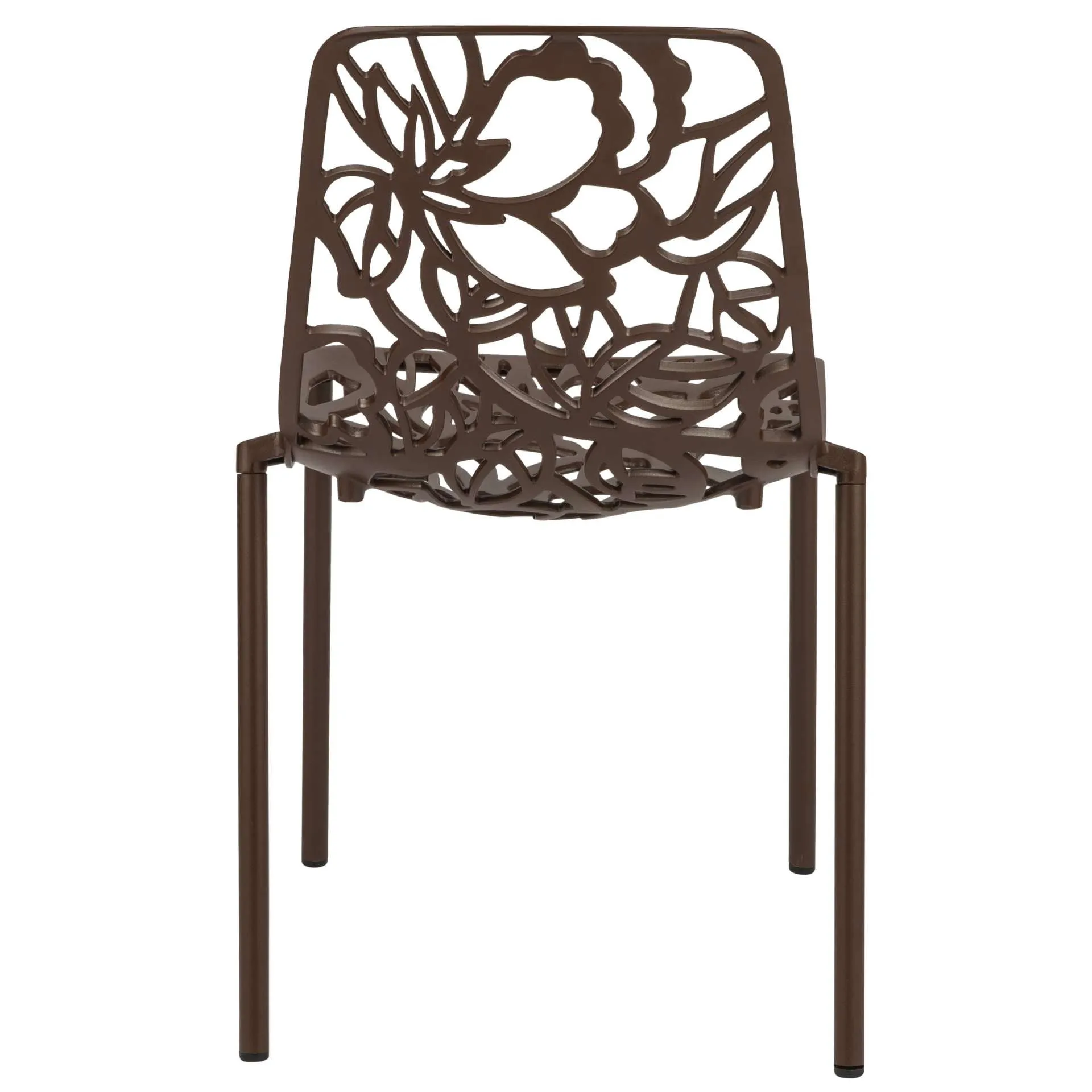 LeisureMod Devon Mid-Century Modern 5-Piece Aluminum Outdoor Patio Dining Set with Tempered Glass Top Table and 4 Stackable - DT31C4BL