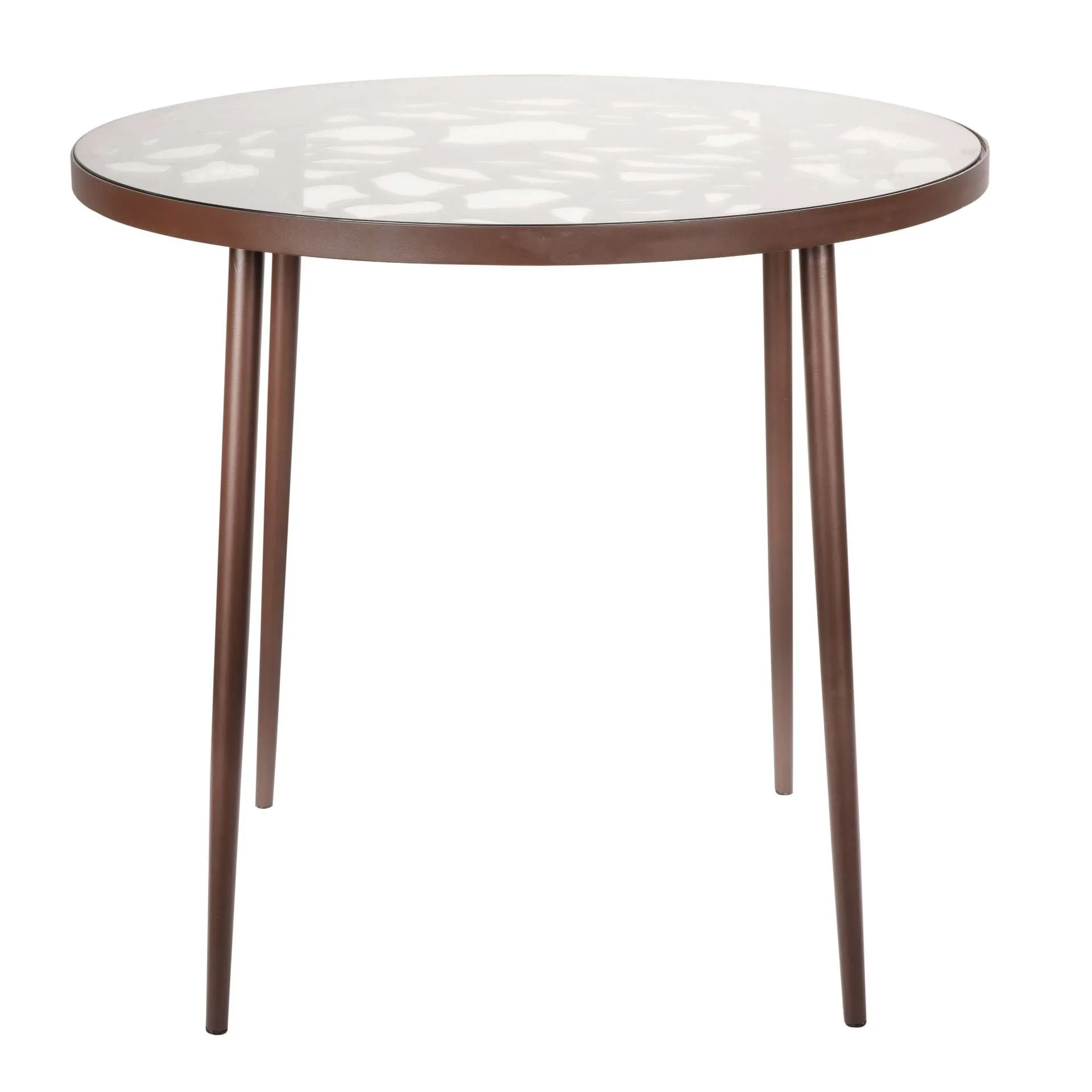 LeisureMod Devon Mid-Century Modern 5-Piece Aluminum Outdoor Patio Dining Set with Tempered Glass Top Table and 4 Stackable - DT31C4BL