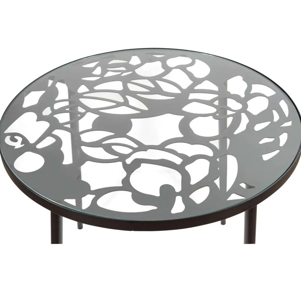 LeisureMod Devon Mid-Century Modern 5-Piece Aluminum Outdoor Patio Dining Set with Tempered Glass Top Table and 4 Stackable - DT31CABL4