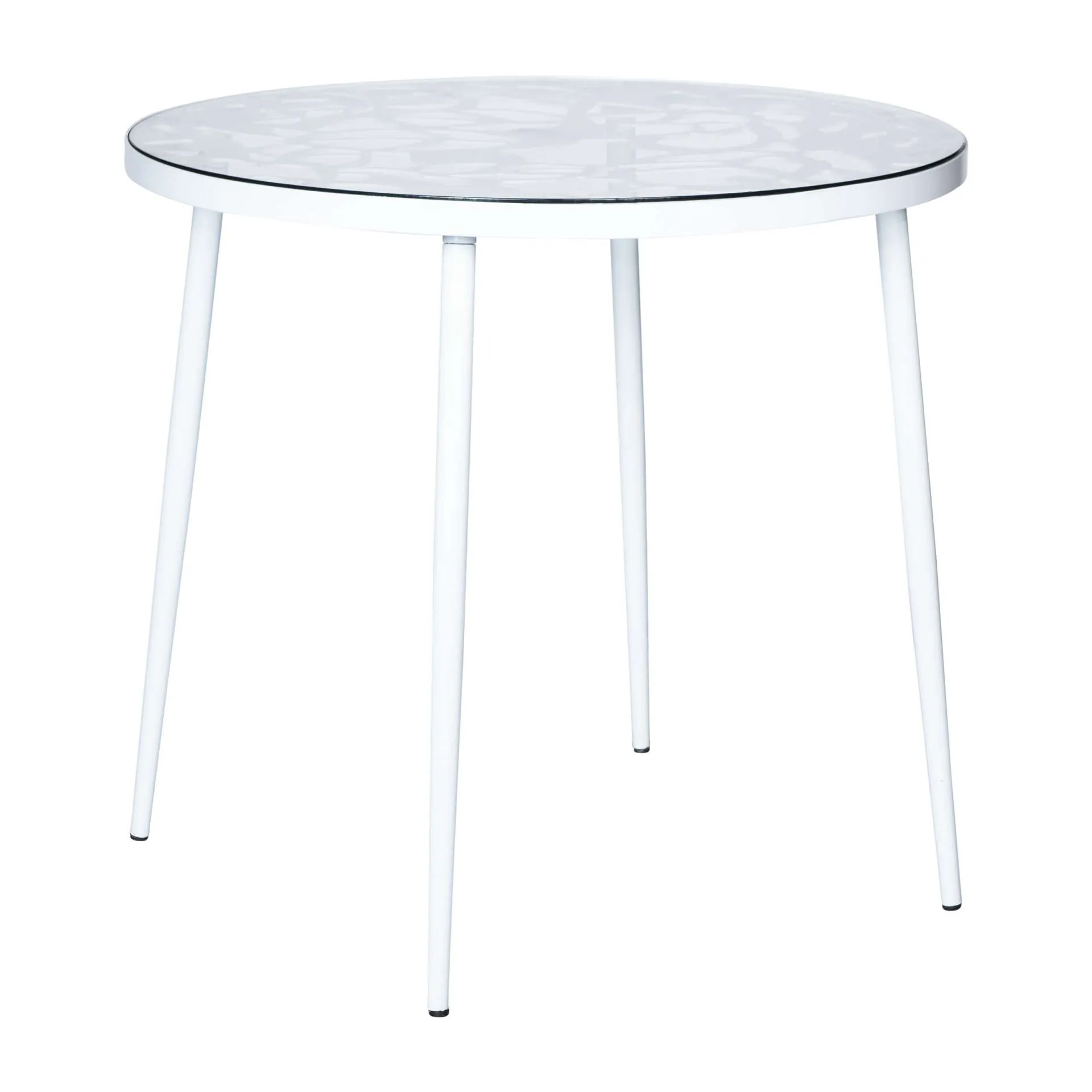 LeisureMod Devon Mid-Century Modern 5-Piece Aluminum Outdoor Patio Dining Set with Tempered Glass Top Table and 4 Stackable - DT31CABL4