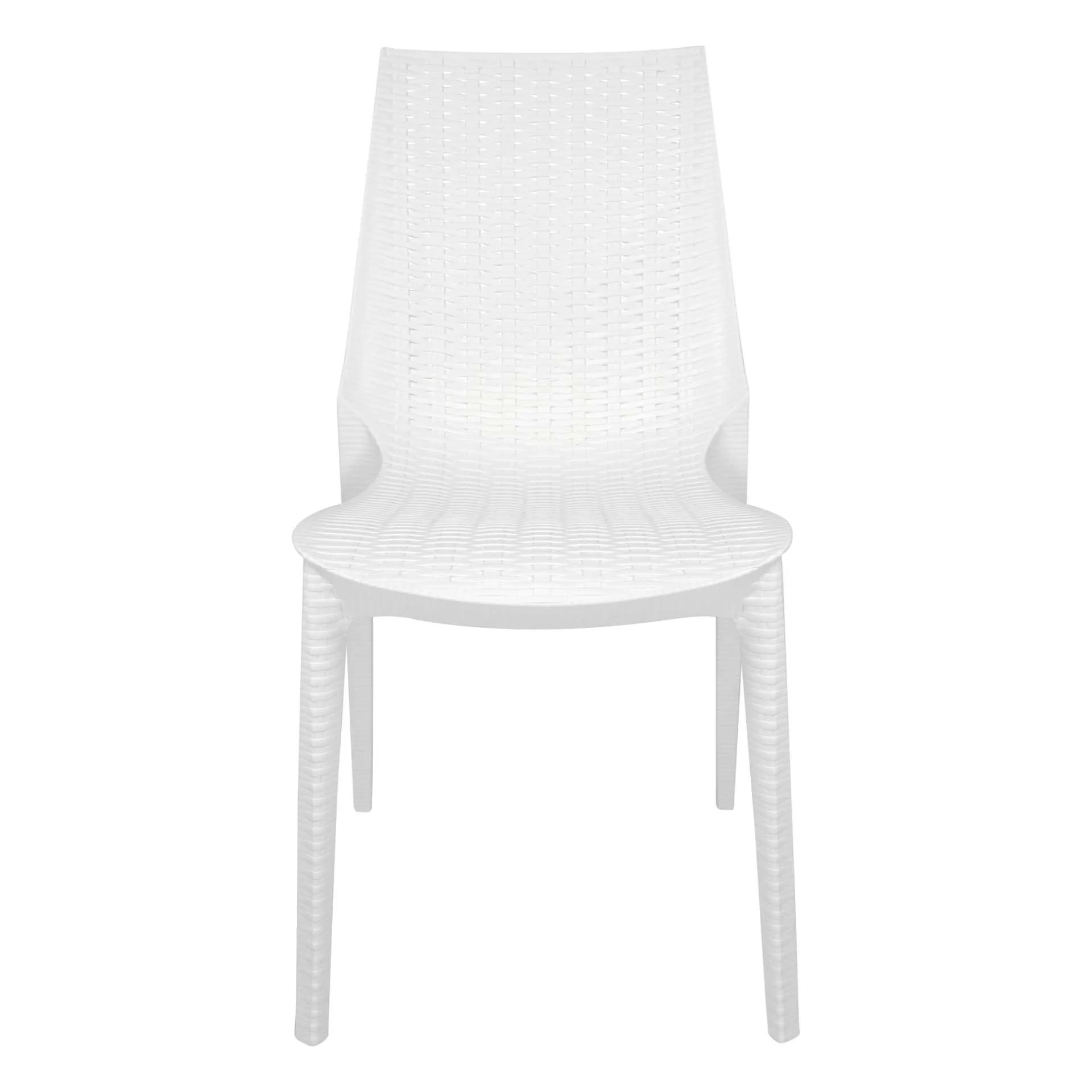 LeisureMod Kent 5-Piece Outdoor Dining Set with Plastic Square Table and 4 Stackable Chairs with Weave Design