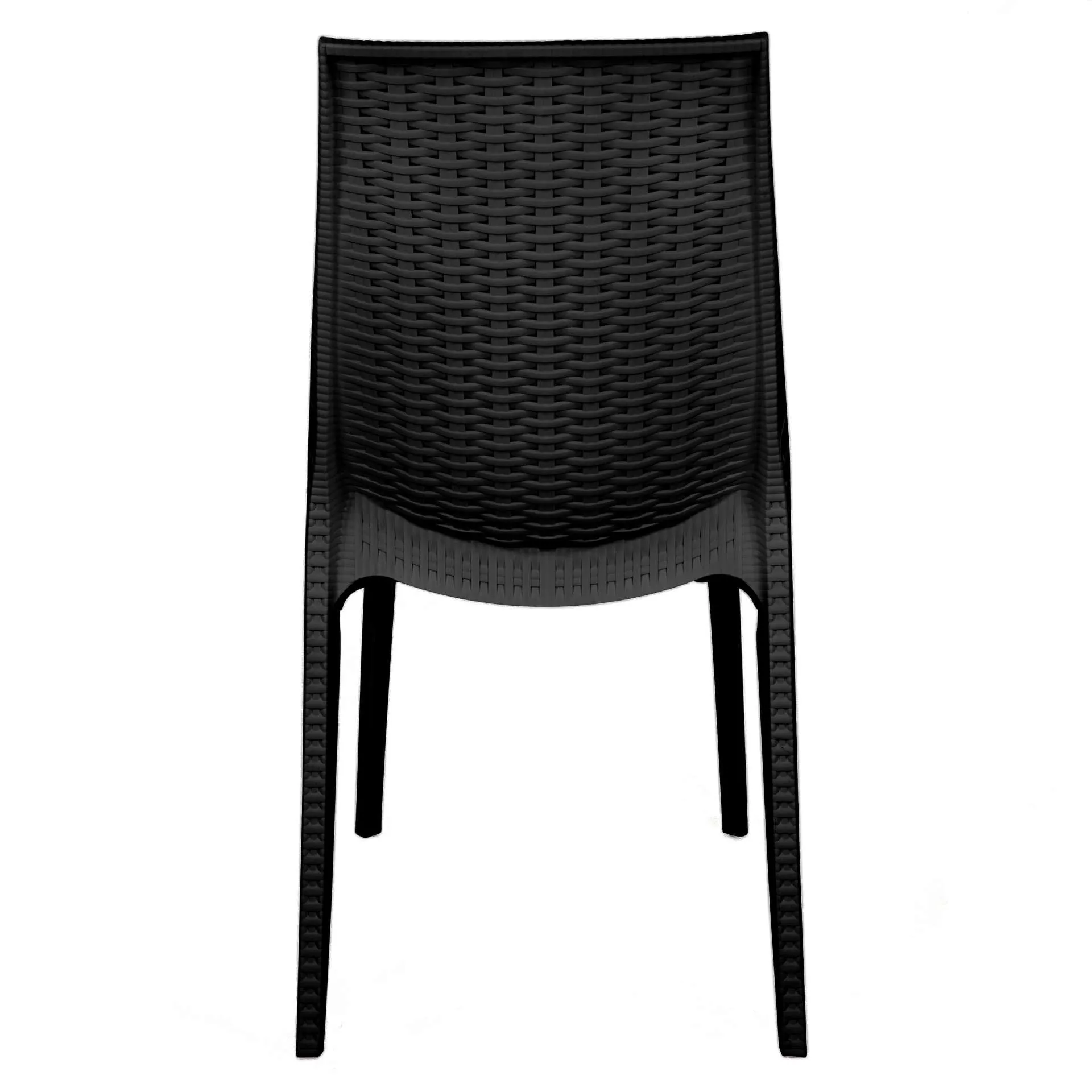 LeisureMod Kent 5-Piece Outdoor Dining Set with Plastic Square Table and 4 Stackable Chairs with Weave Design