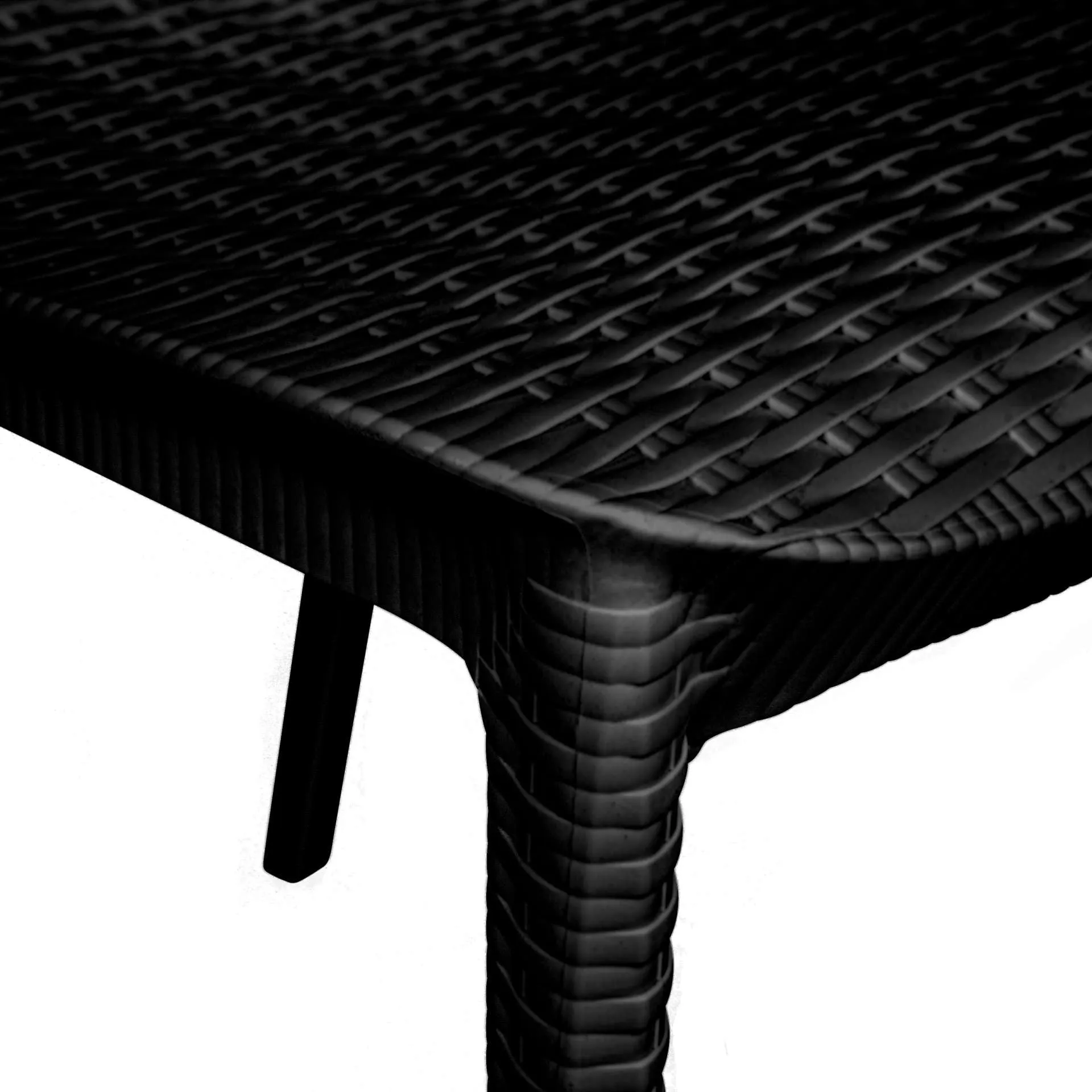 LeisureMod Kent 5-Piece Outdoor Dining Set with Plastic Square Table and 4 Stackable Chairs with Weave Design