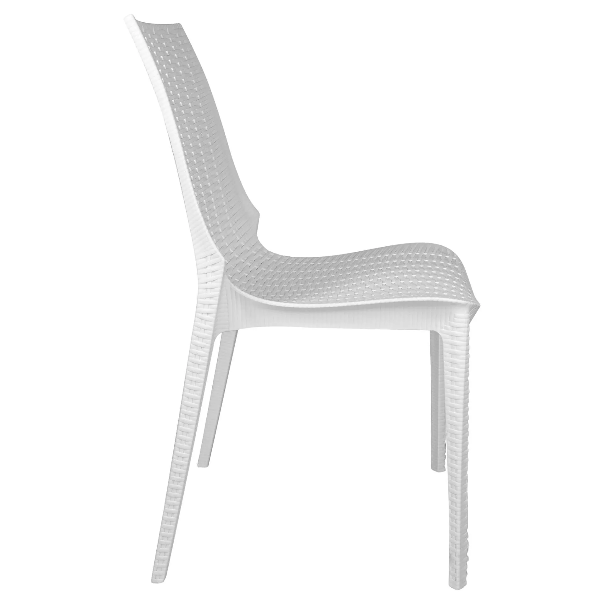 LeisureMod Kent 5-Piece Outdoor Dining Set with Plastic Square Table and 4 Stackable Chairs with Weave Design