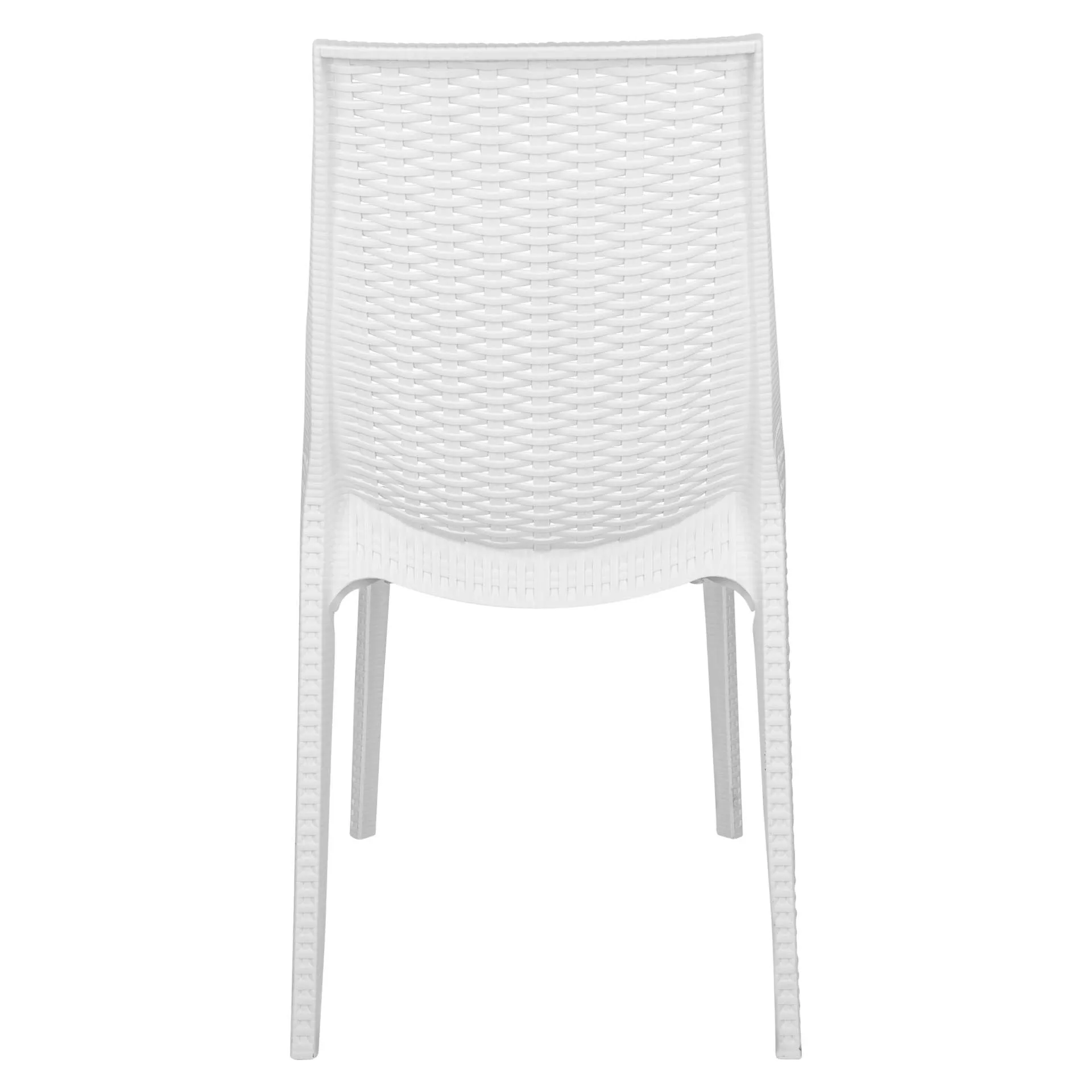 LeisureMod Kent 5-Piece Outdoor Dining Set with Plastic Square Table and 4 Stackable Chairs with Weave Design
