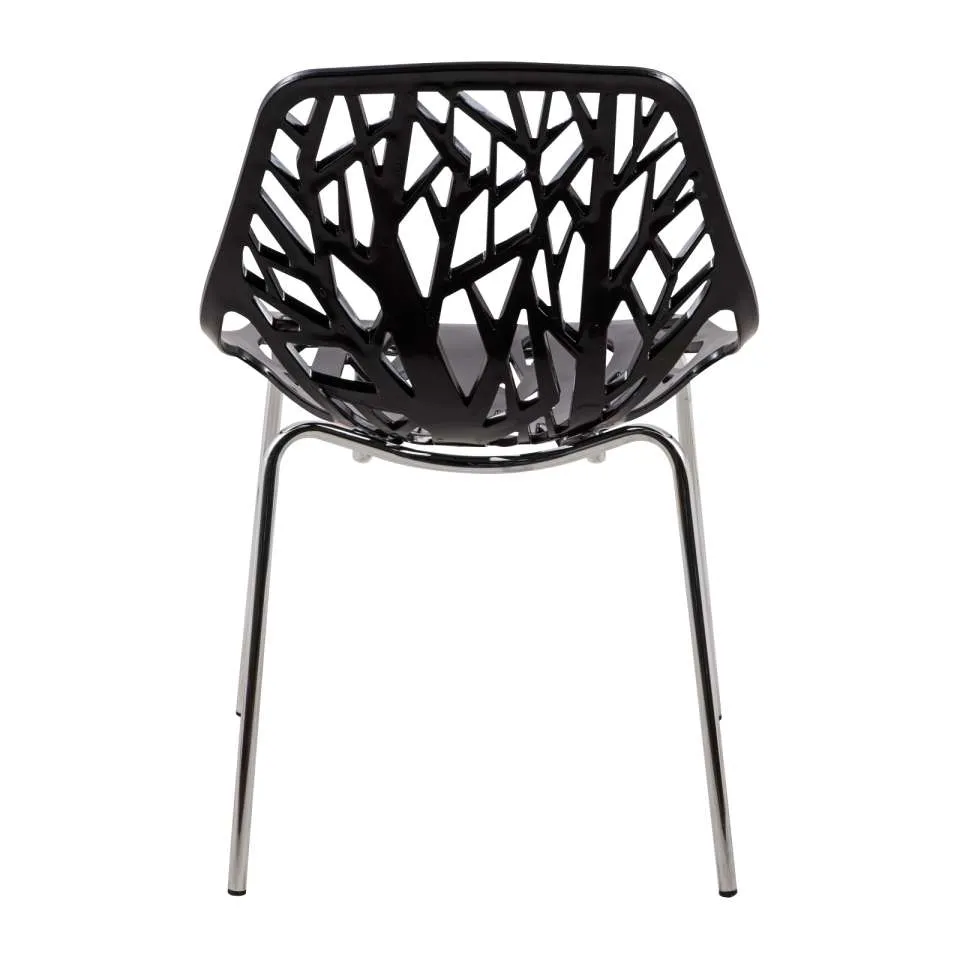 LeisureMod Modern Asbury Dining Chair w/ Chromed Legs, Set of 4