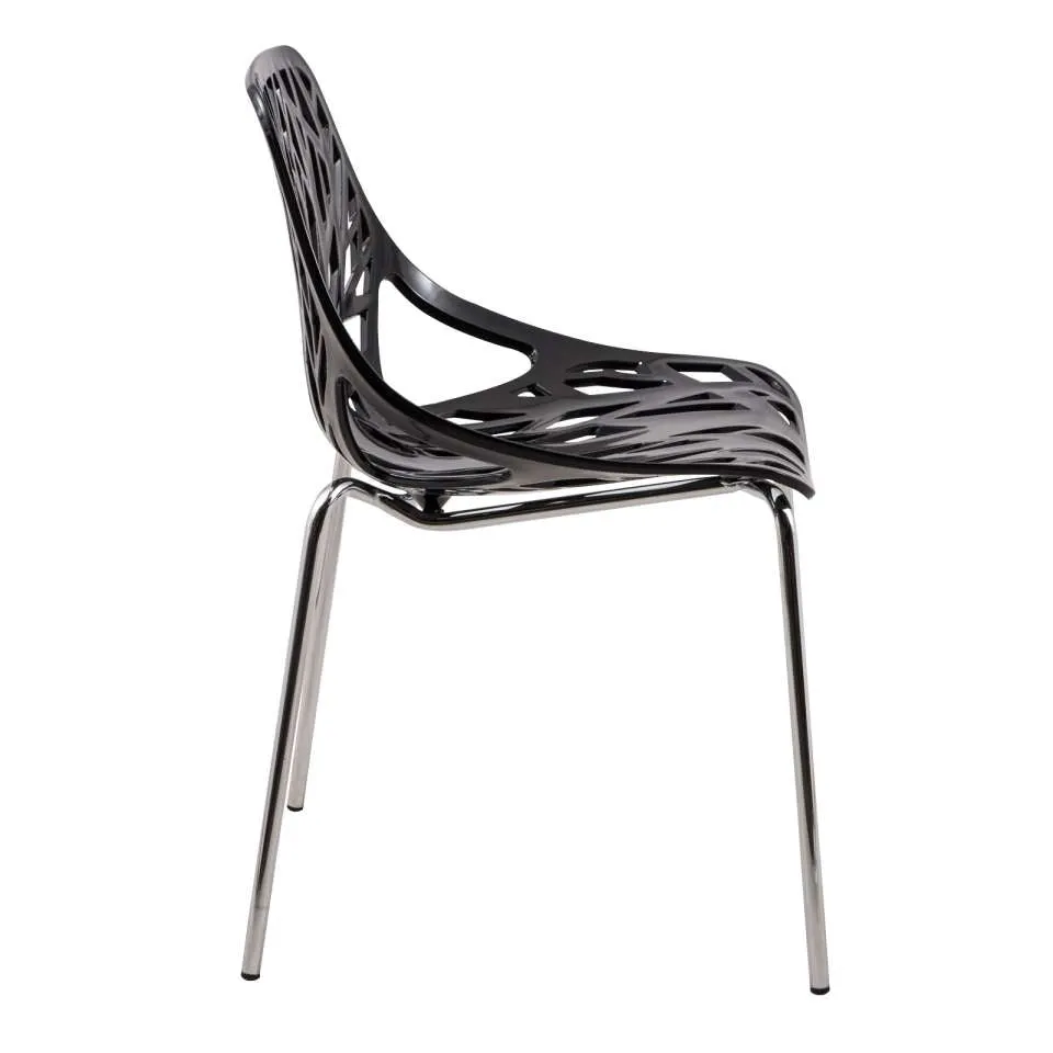 LeisureMod Modern Asbury Dining Chair w/ Chromed Legs, Set of 4