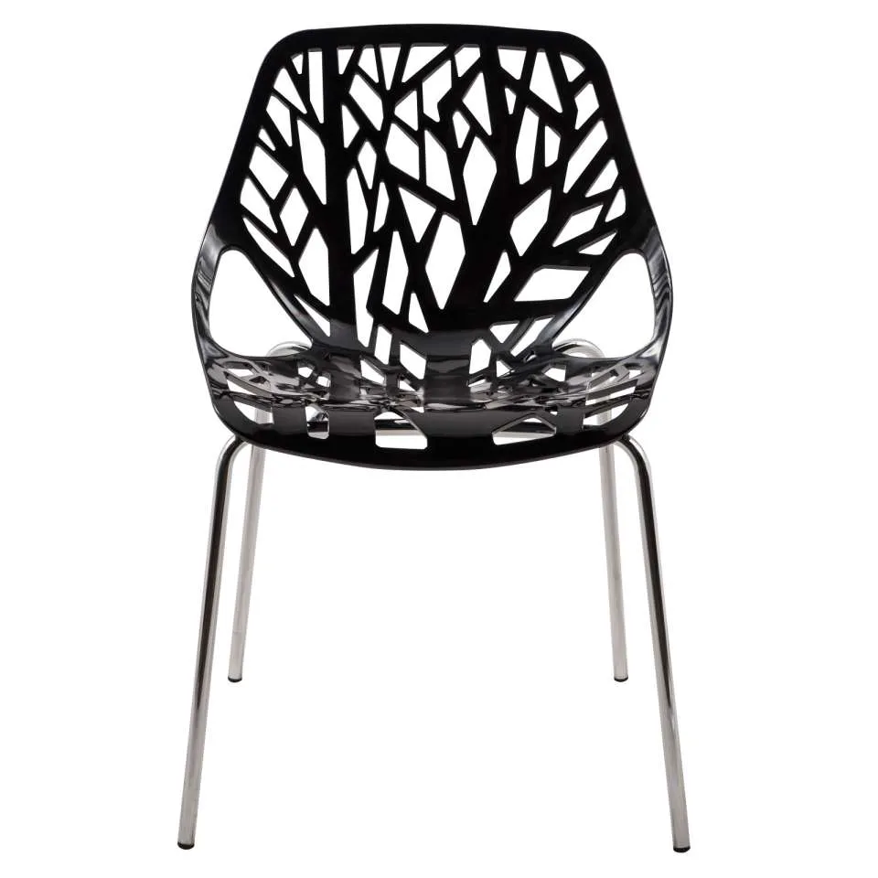 LeisureMod Modern Asbury Dining Chair w/ Chromed Legs, Set of 4