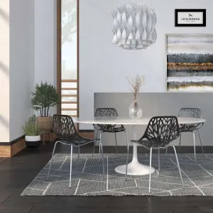 LeisureMod Modern Asbury Dining Chair w/ Chromed Legs, Set of 4