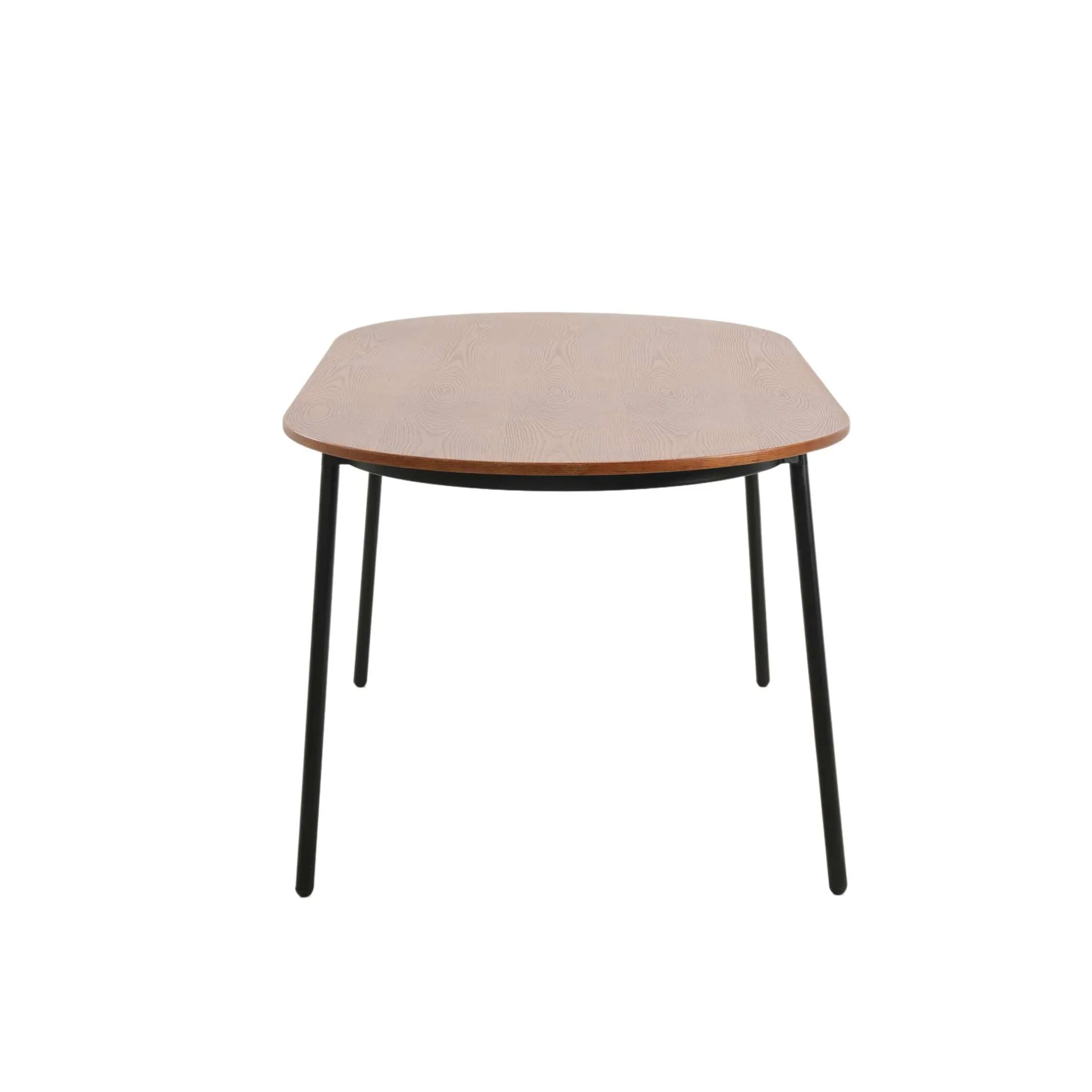 LeisureMod Tule Modern 71" Oval Dining Table with MDF Top and Black Steel Legs