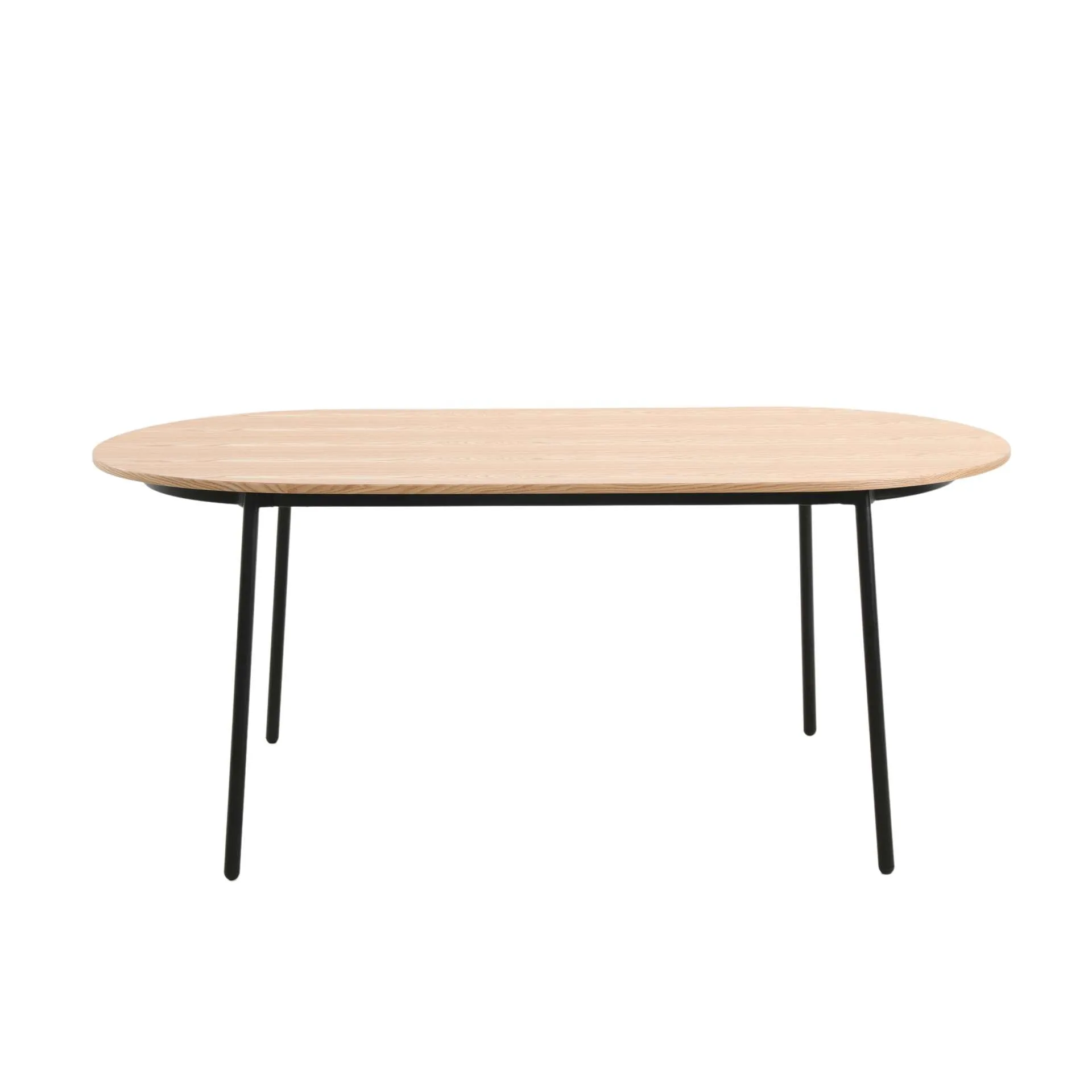 LeisureMod Tule Modern 71" Oval Dining Table with MDF Top and Black Steel Legs