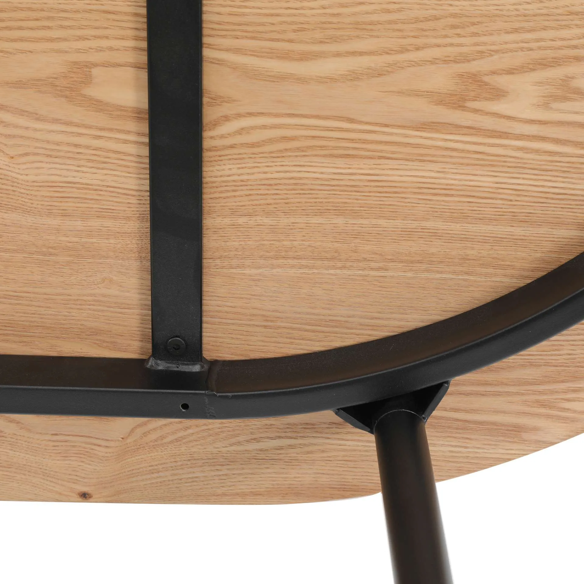 LeisureMod Tule Modern 71" Oval Dining Table with MDF Top and Black Steel Legs
