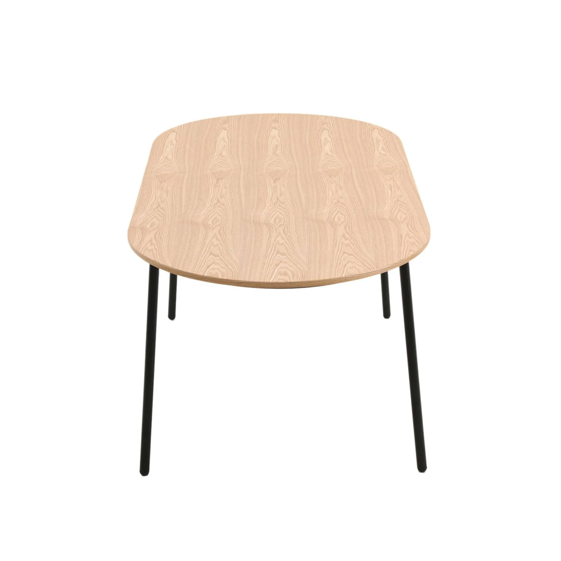 LeisureMod Tule Modern 71" Oval Dining Table with MDF Top and Black Steel Legs