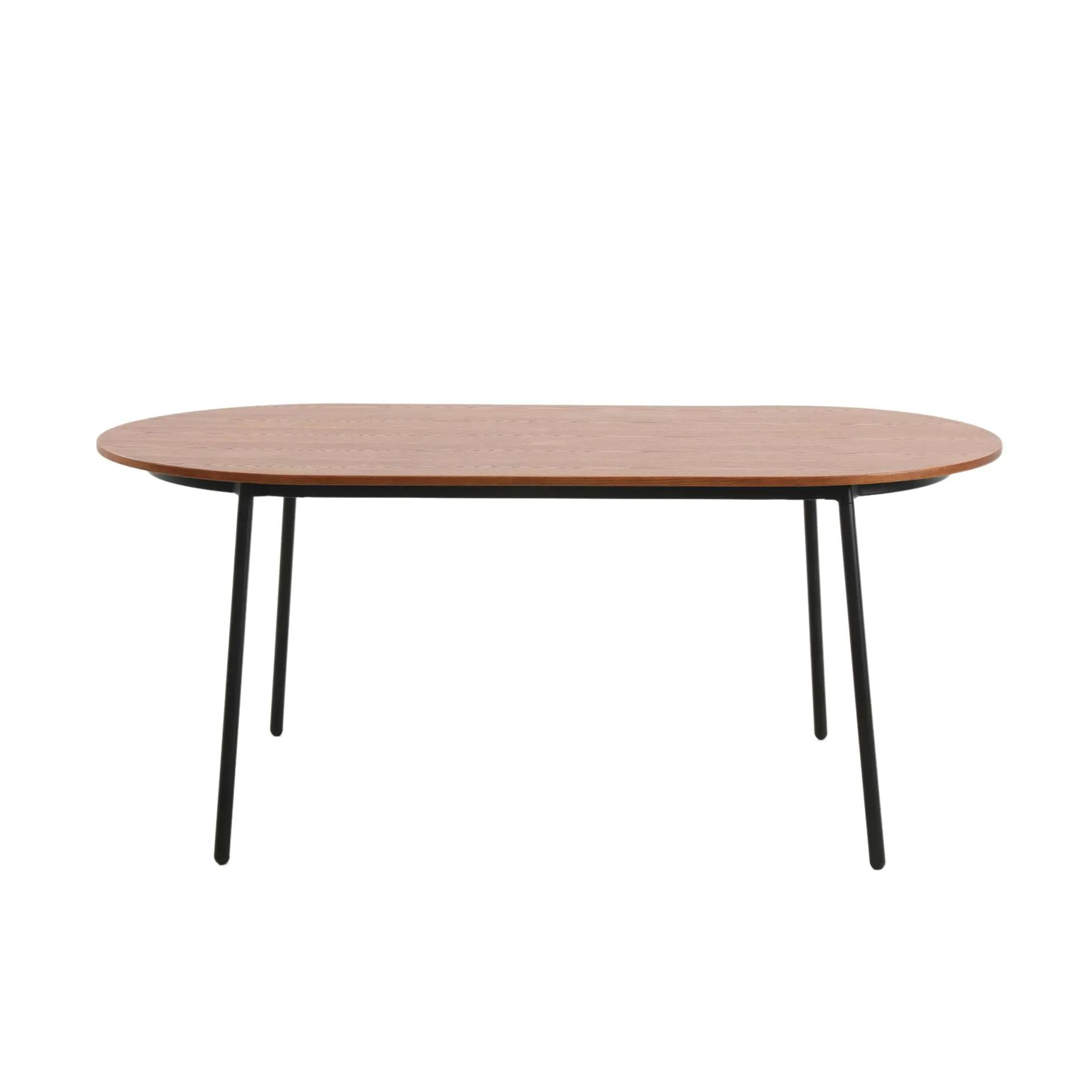 LeisureMod Tule Modern 71" Oval Dining Table with MDF Top and Black Steel Legs