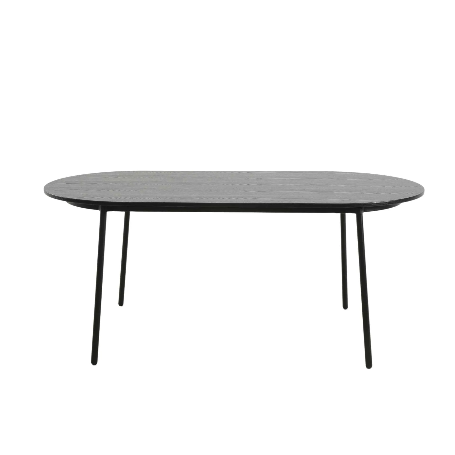 LeisureMod Tule Modern 71" Oval Dining Table with MDF Top and Black Steel Legs