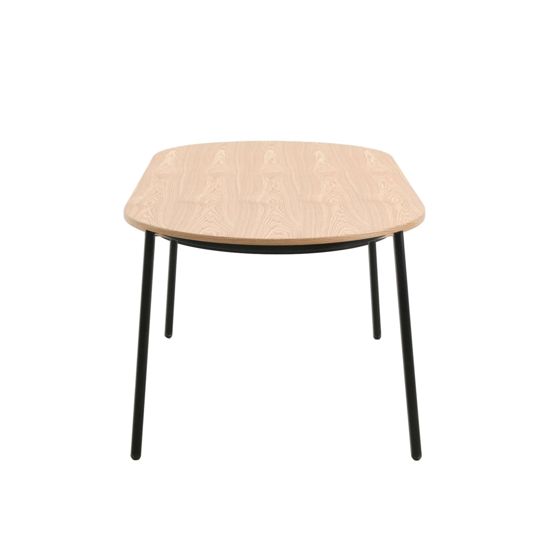 LeisureMod Tule Modern 71" Oval Dining Table with MDF Top and Black Steel Legs