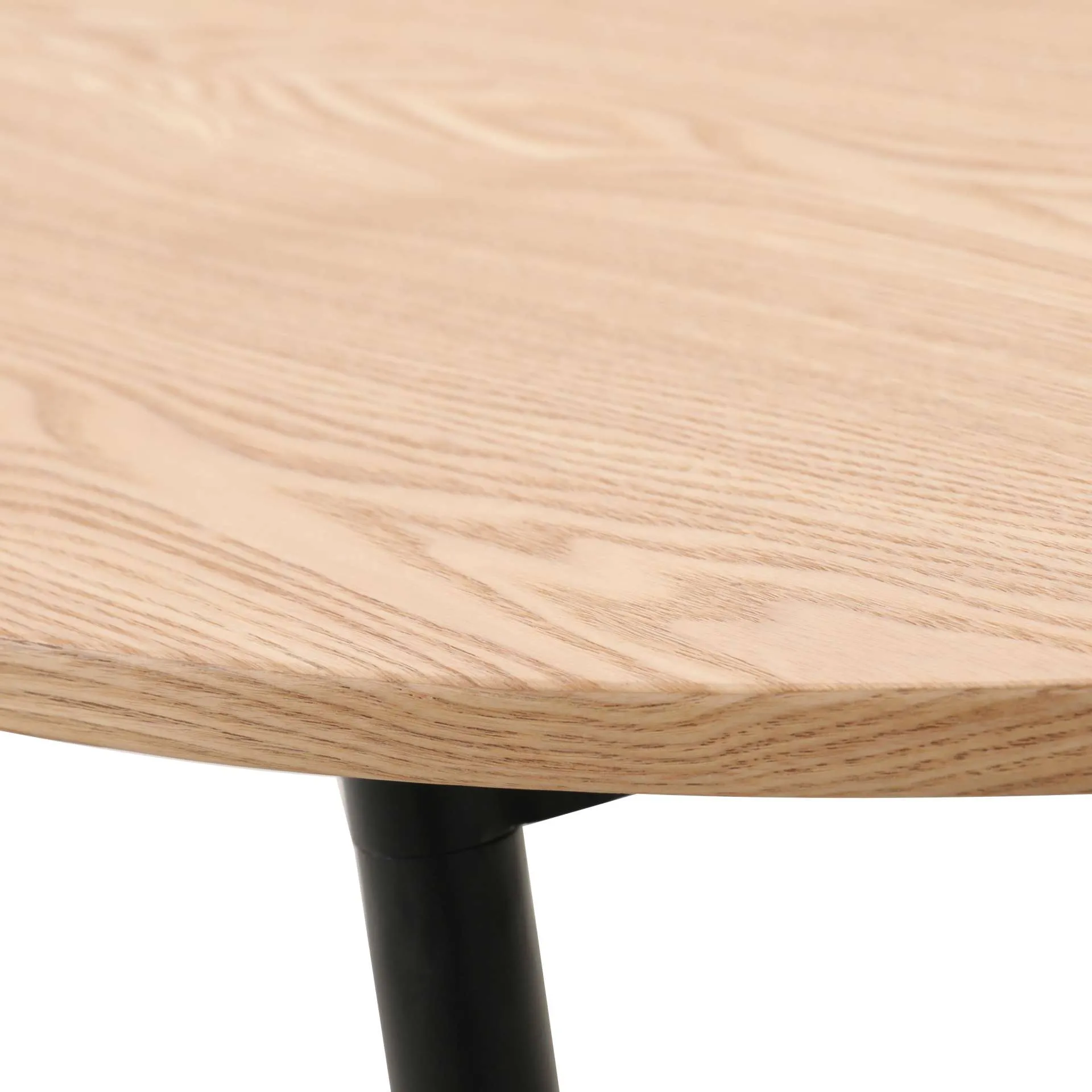 LeisureMod Tule Modern 71" Oval Dining Table with MDF Top and Black Steel Legs
