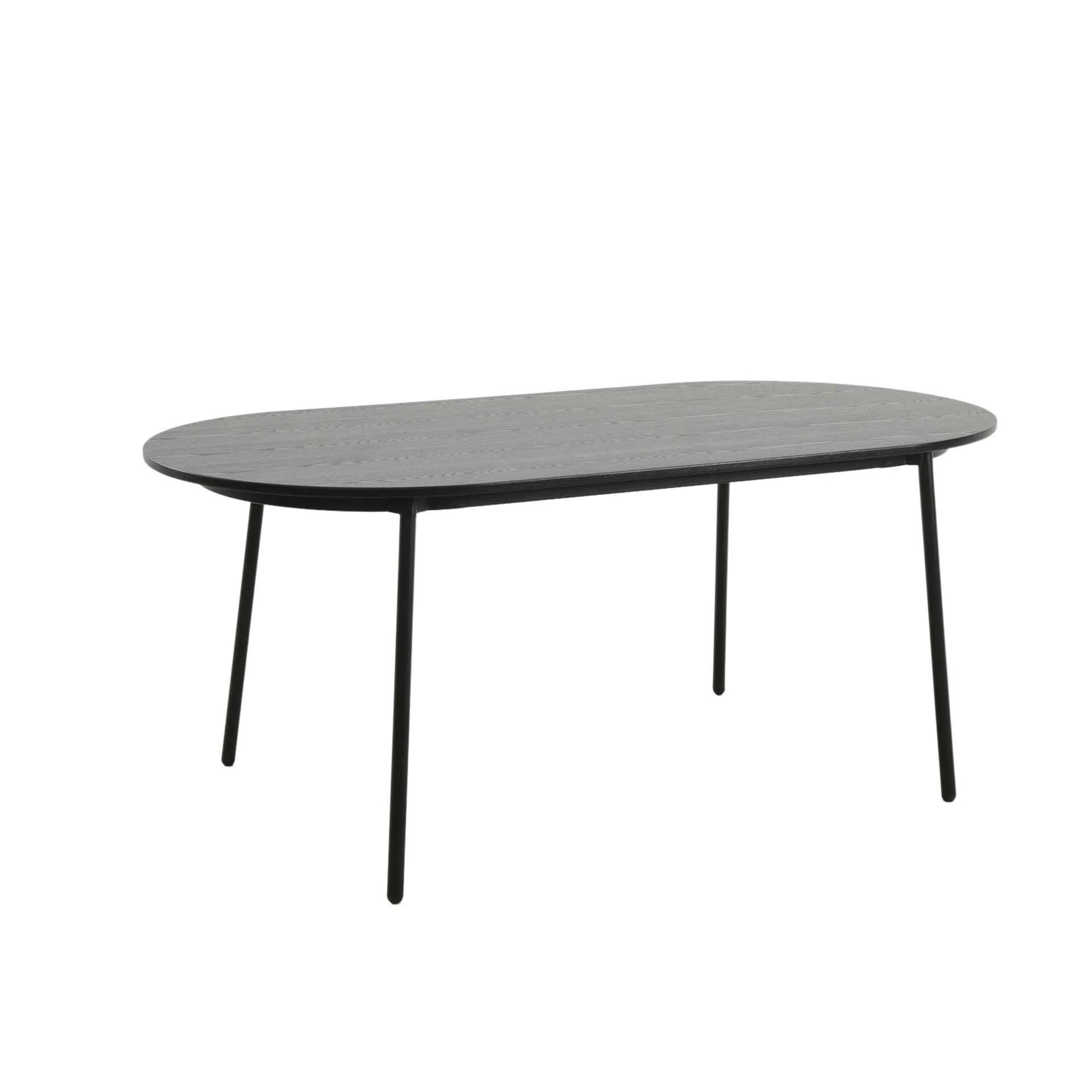 LeisureMod Tule Modern 71" Oval Dining Table with MDF Top and Black Steel Legs