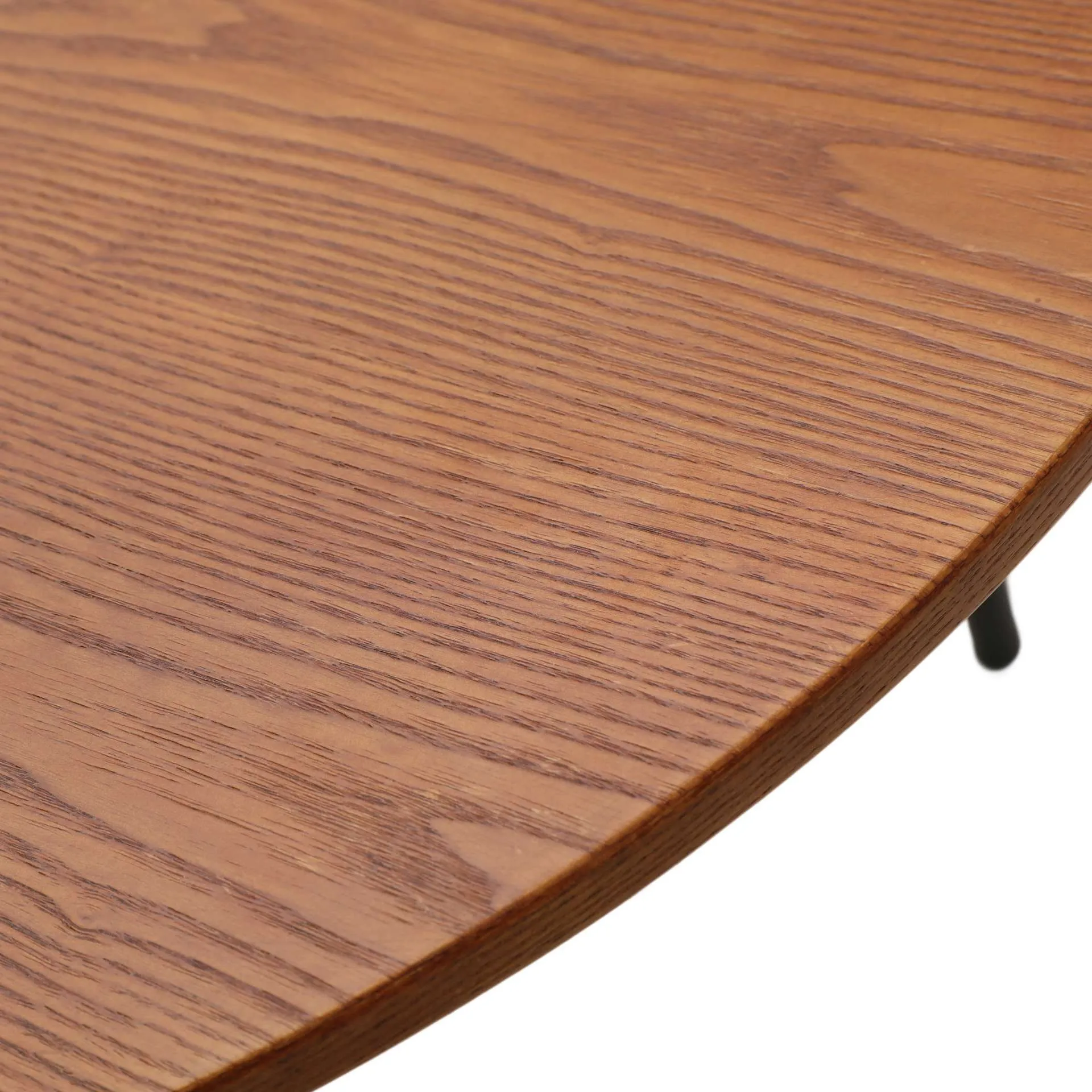LeisureMod Tule Modern 71" Oval Dining Table with MDF Top and Black Steel Legs