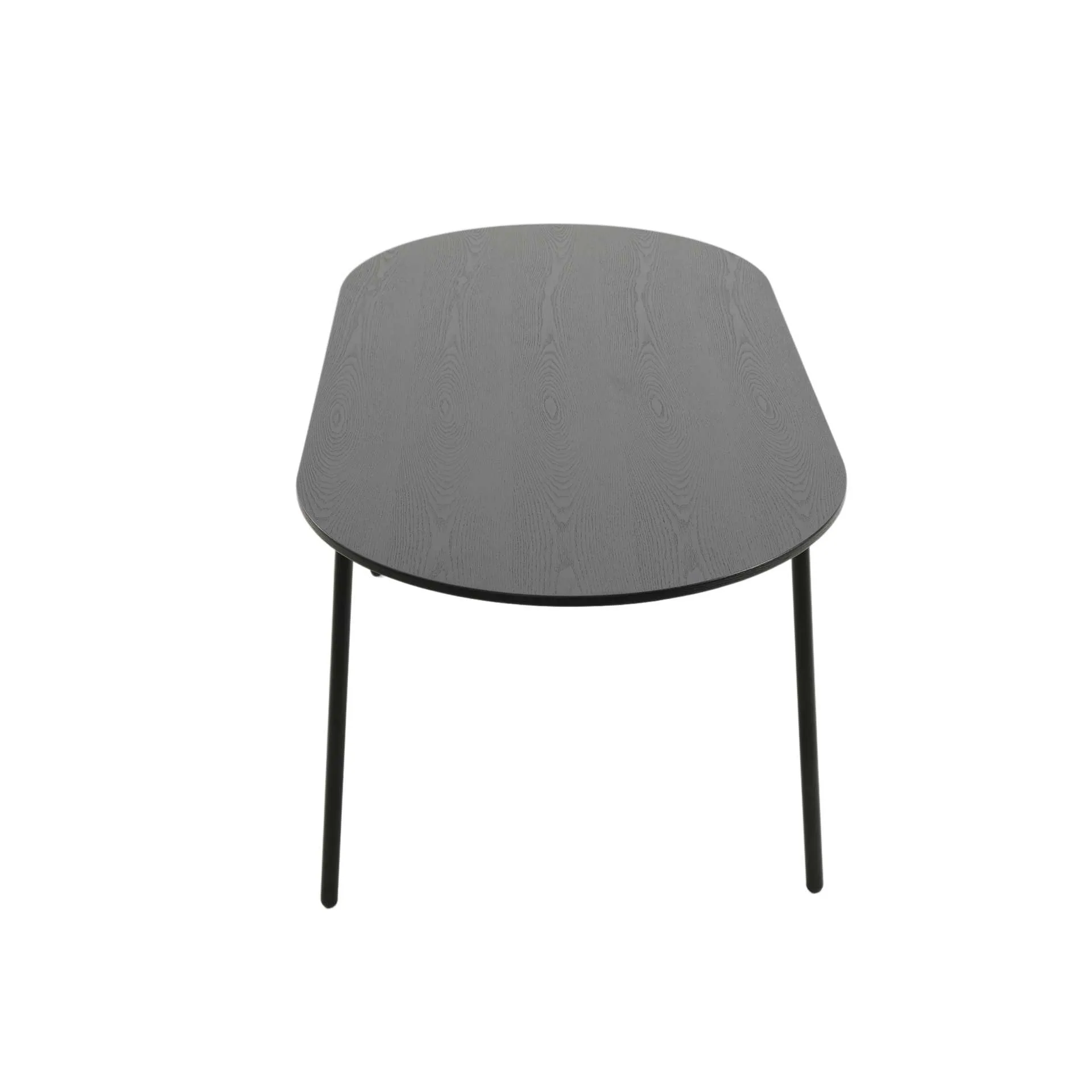 LeisureMod Tule Modern 71" Oval Dining Table with MDF Top and Black Steel Legs