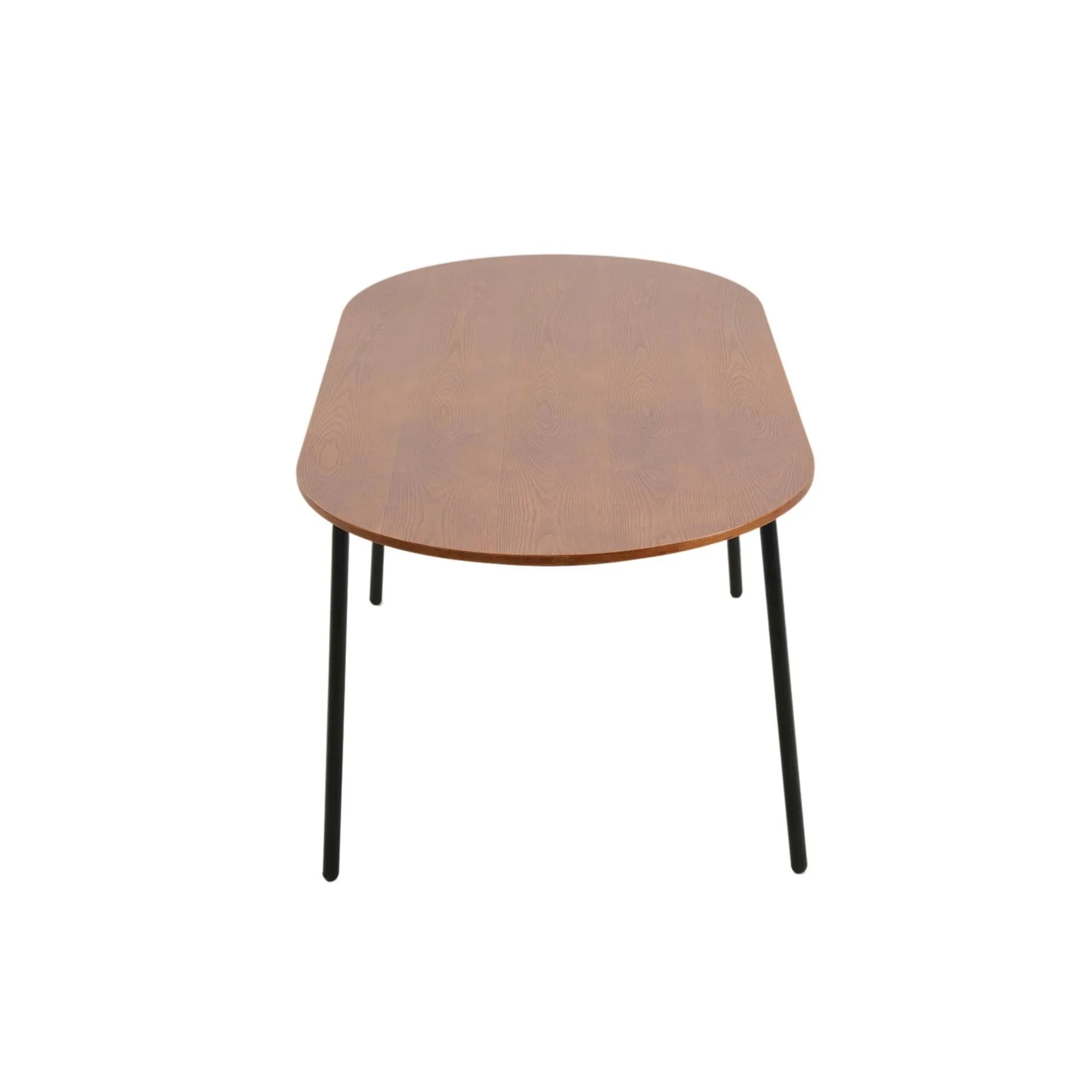 LeisureMod Tule Modern 71" Oval Dining Table with MDF Top and Black Steel Legs