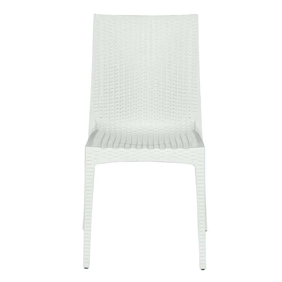 LeisureMod Weave Mace Indoor/Outdoor Dining Chair (Armless), Set of 4