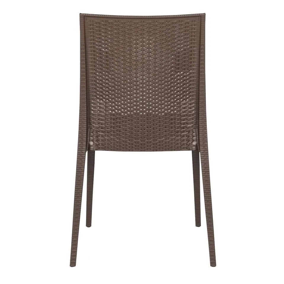 LeisureMod Weave Mace Indoor/Outdoor Dining Chair (Armless), Set of 4