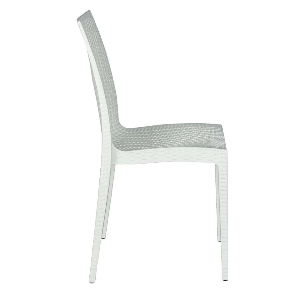 LeisureMod Weave Mace Indoor/Outdoor Dining Chair (Armless), Set of 4