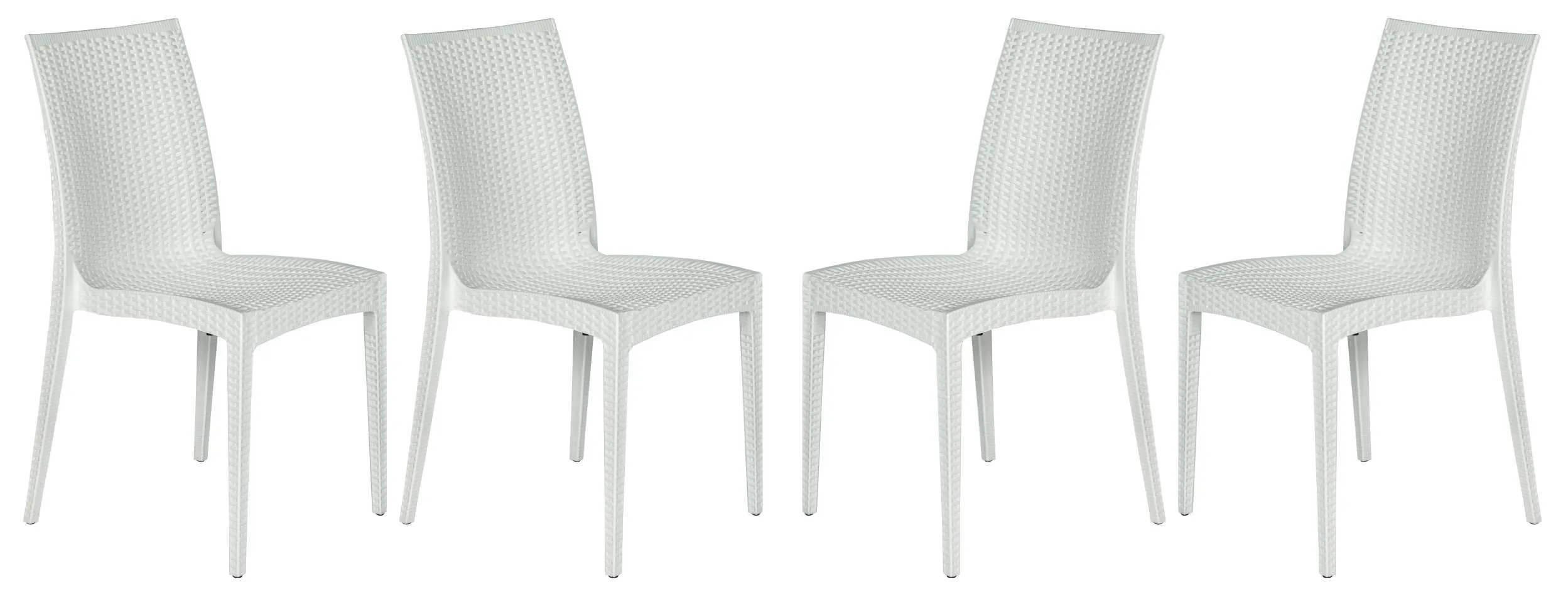 LeisureMod Weave Mace Indoor/Outdoor Dining Chair (Armless), Set of 4