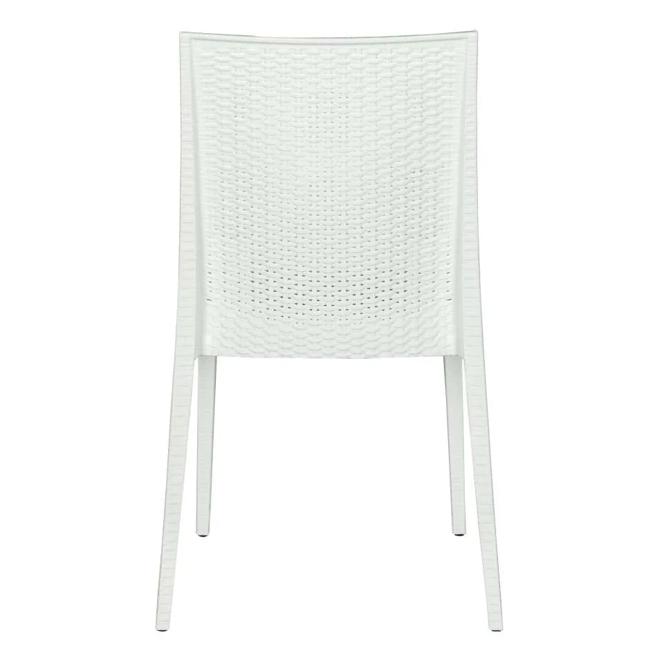 LeisureMod Weave Mace Indoor/Outdoor Dining Chair (Armless), Set of 4