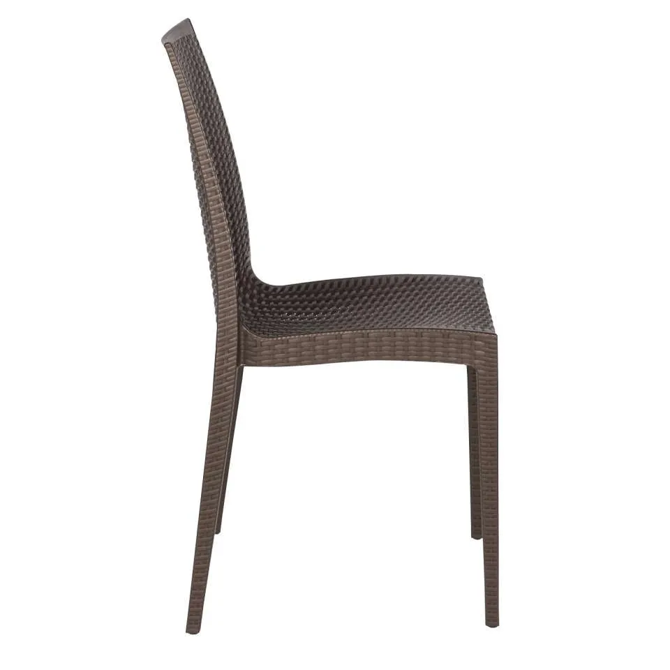LeisureMod Weave Mace Indoor/Outdoor Dining Chair (Armless), Set of 4