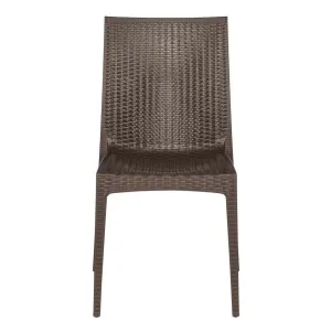 LeisureMod Weave Mace Indoor/Outdoor Dining Chair (Armless), Set of 4
