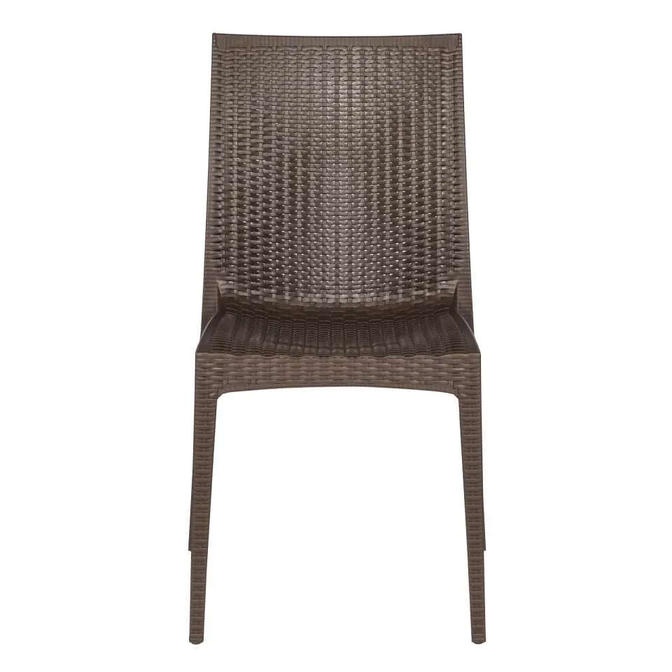 LeisureMod Weave Mace Indoor/Outdoor Dining Chair (Armless), Set of 4