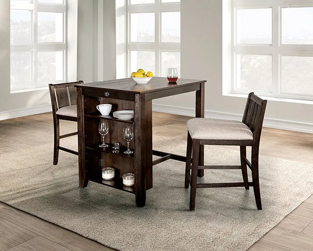 Lescles 3 Pc Counter Ht Set (1 Table   2 Chairs)