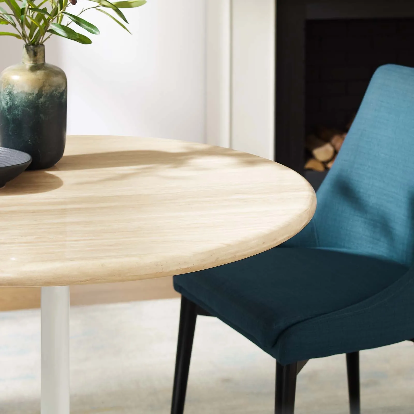 Lippa 36 Round Artificial Travertine  Dining Table By Modway - EEI-6748