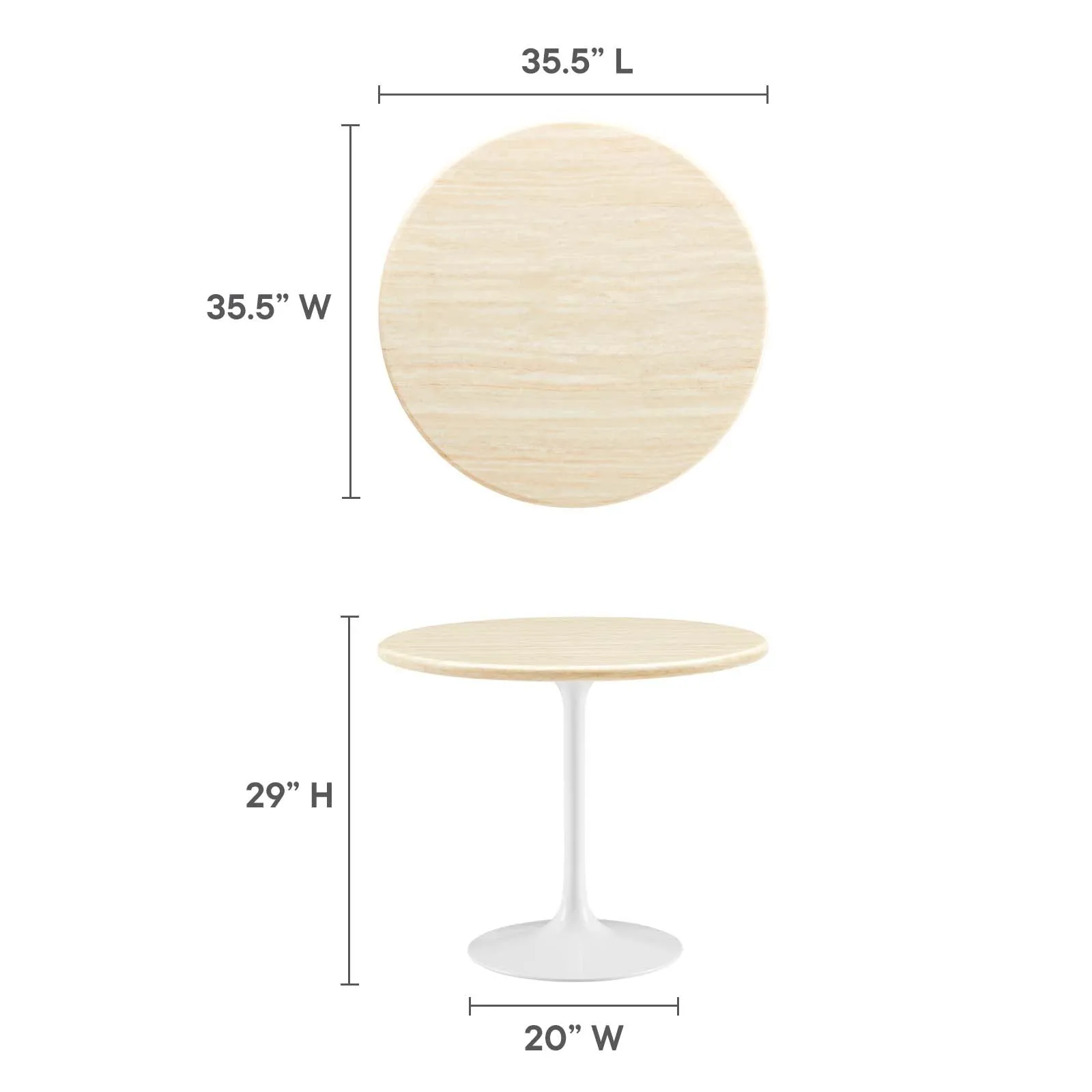 Lippa 36 Round Artificial Travertine  Dining Table By Modway - EEI-6748